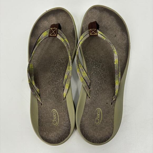 Chaco Thong Sandal Comfort Beachy Flip Flop Green Women's Size 9 - Picture 5 of 11